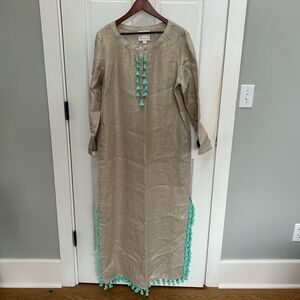 Sail to Sable long sleeved caftan with mint tassles (new without tags)